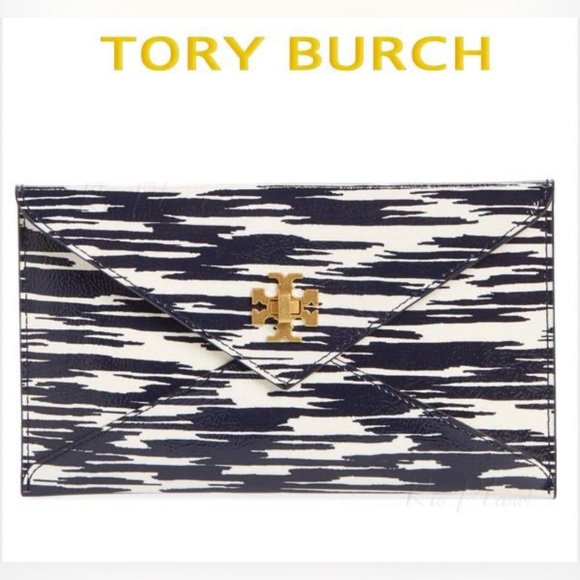 NWT Luxury Minimalist RARE Tory Burch Printed Turn Lock Envelope Pouch/Clutch